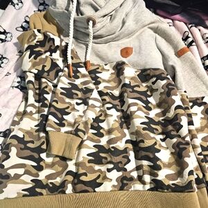 Wanakome camo cowl neck hoodie
